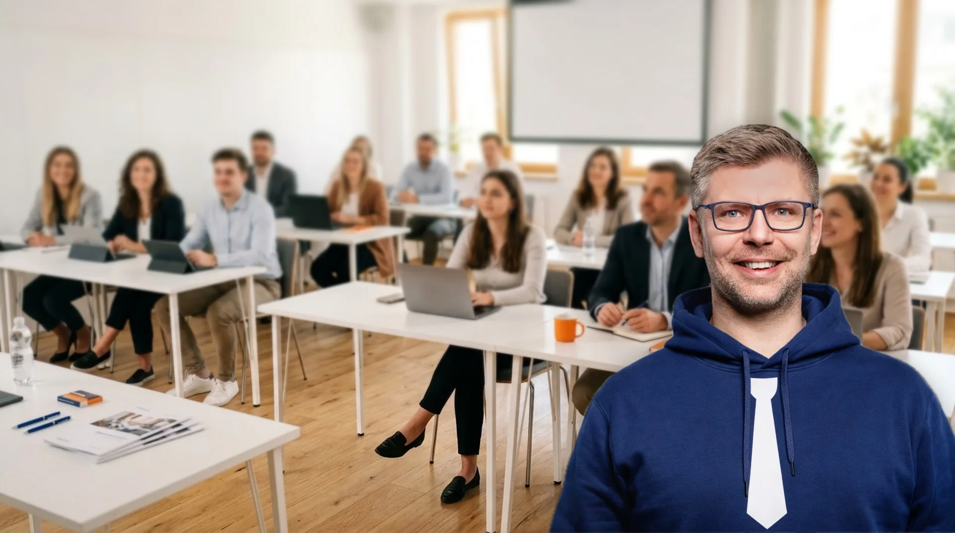 Gerald Frühauf vor einer aufmerksamen Workshop-Gruppe